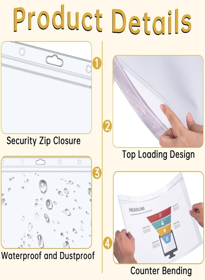 AKONEGE 6PCS Hard Sheet Protectors 8.5x11 Waterproof Resealable Zip Paper Page Protectors Clear Rigid Plastic Sleeves for Photos Certificate, Heavy Duty Document Holder Wall Sign Holder, Horizontal - Image 5